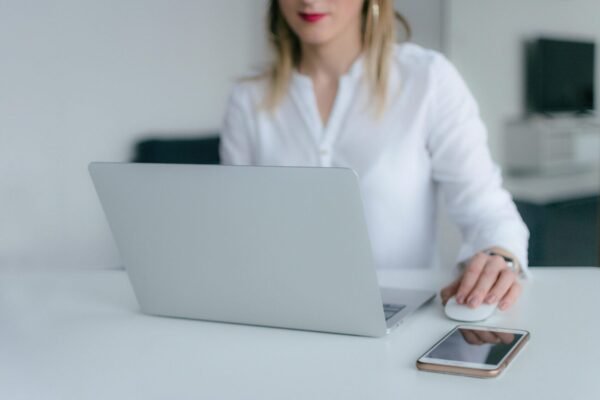 woman using laptop